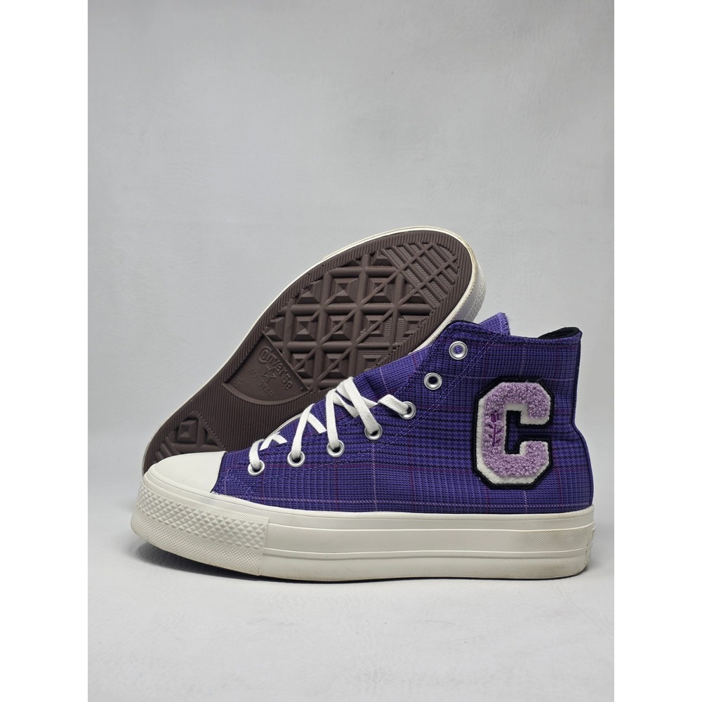 Converse All Star Lift High Top Plaid Purple Viper Violet Women's Size 10.5
